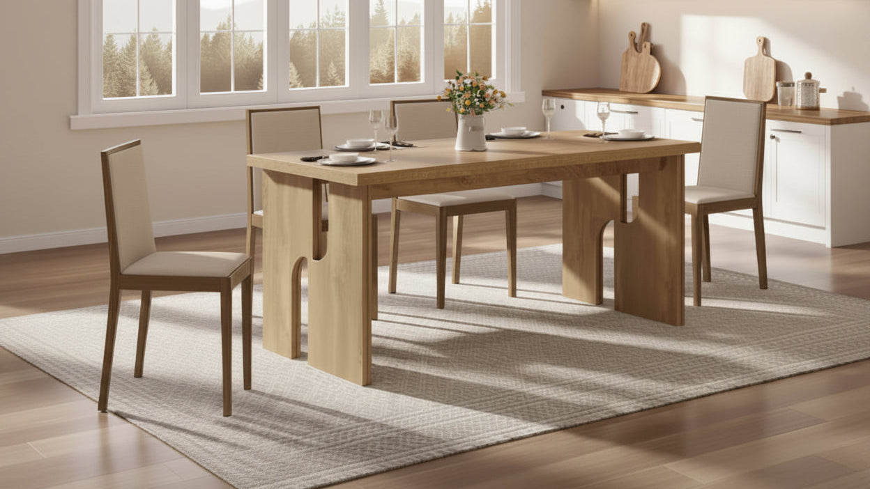 63 Dining Table Rectangle Kitchen Table with Modern Aesthetic Legs