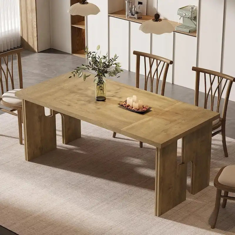 Table de salle à manger rectangulaire 63 po avec pieds à l'esthétique moderne