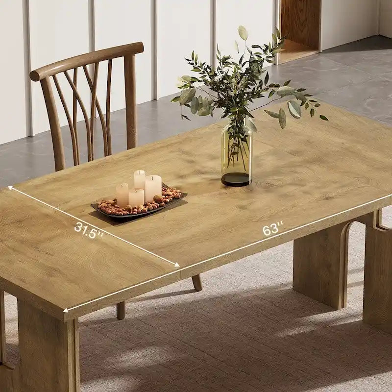 Table de salle à manger rectangulaire 63 po avec pieds à l'esthétique moderne