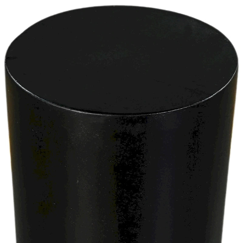 Table d'appoint ronde de 12 pouces avec pied tourné, bois de manguier au fini noir mat