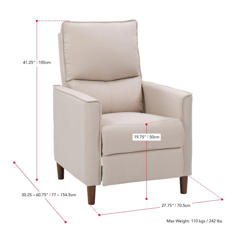 Fauteuil inclinable manuel haut dossier avec repose-pieds
