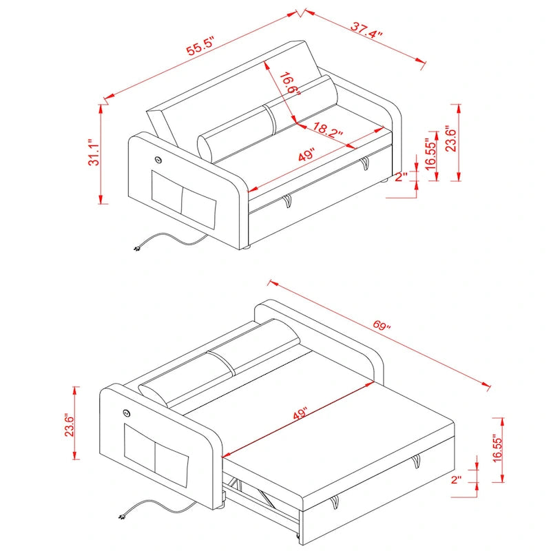 Canapé convertible multifonctionnel