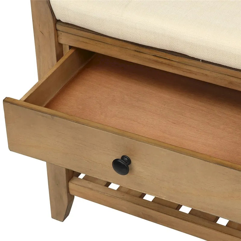 Meuble à chaussures avec assise capitonnée et tiroirs, banc de rangement multifonction pour entrée