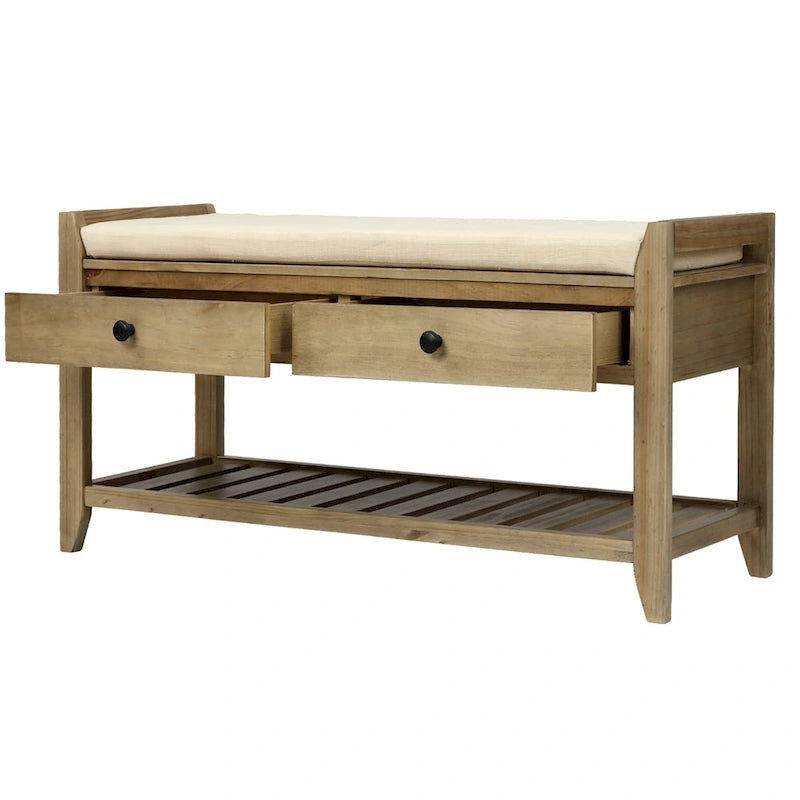 Meuble à chaussures avec assise capitonnée et tiroirs, banc de rangement multifonction pour entrée