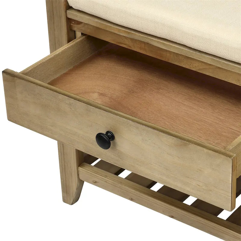 Meuble à chaussures avec assise capitonnée et tiroirs, banc de rangement multifonction pour entrée