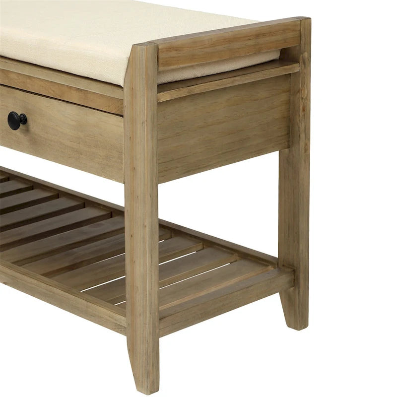Meuble à chaussures avec assise capitonnée et tiroirs, banc de rangement multifonction pour entrée