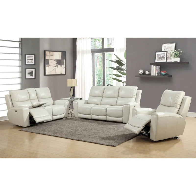 Ensemble 3 pièces inclinable électrique en cuir pleine fleur