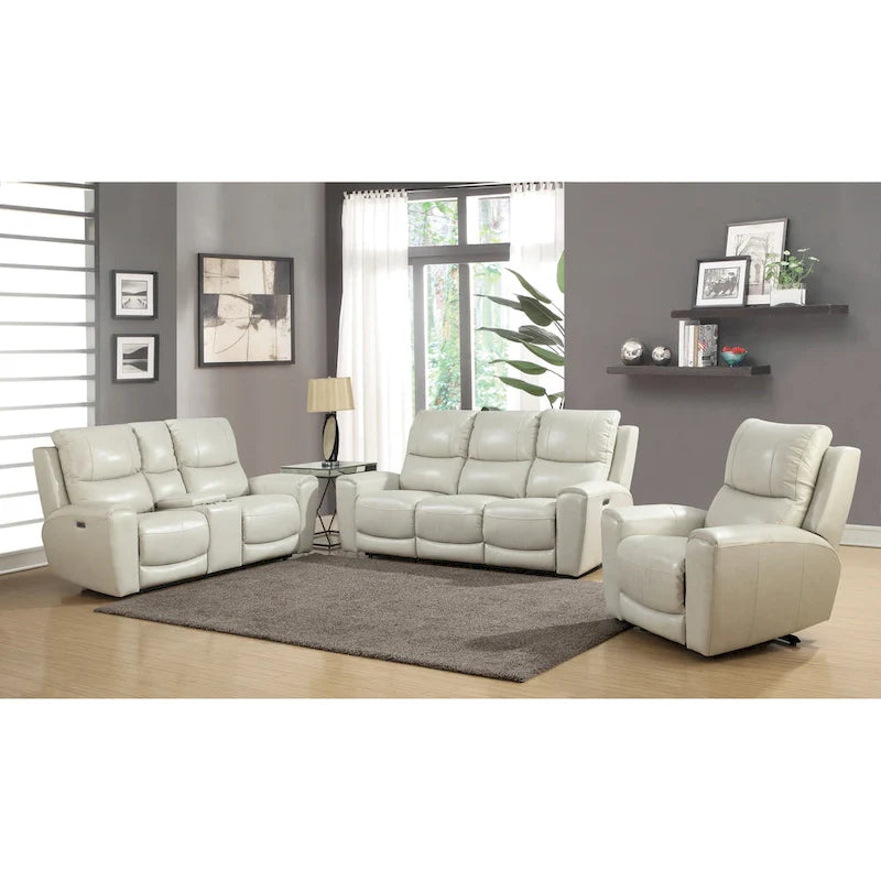 Ensemble 3 pièces inclinable électrique en cuir pleine fleur