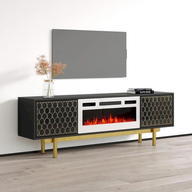 Meuble TV avec cheminée