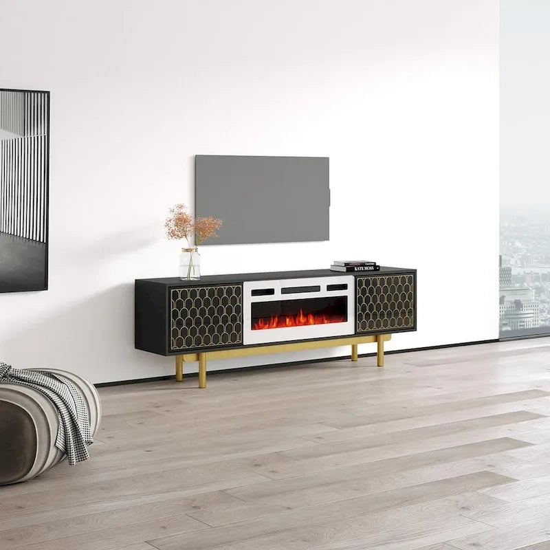 Meuble TV avec cheminée