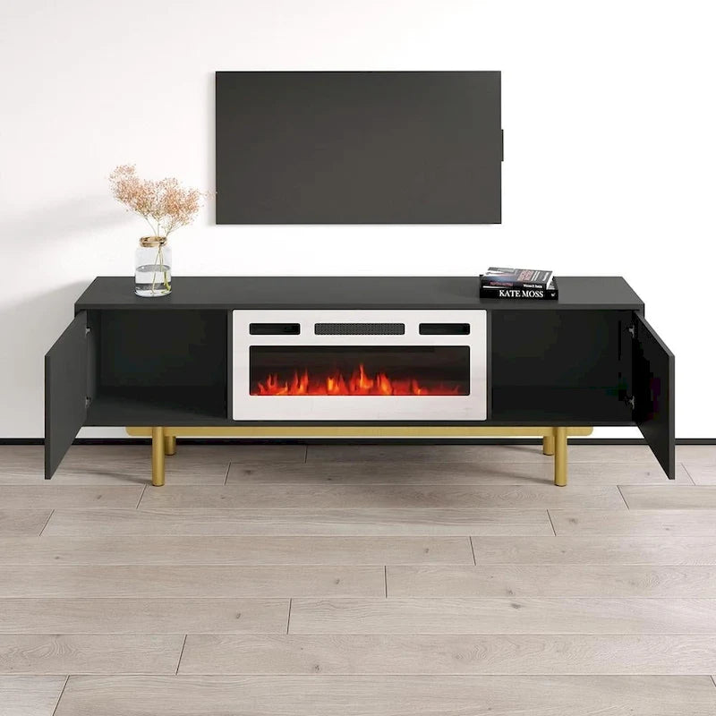 Meuble TV avec cheminée