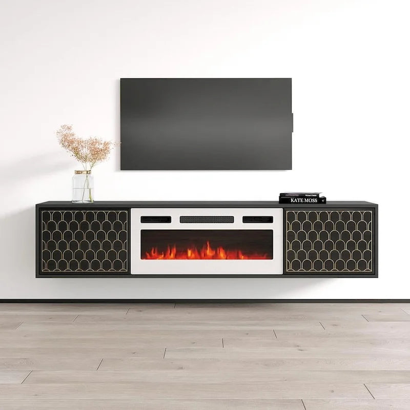 Meuble TV avec cheminée