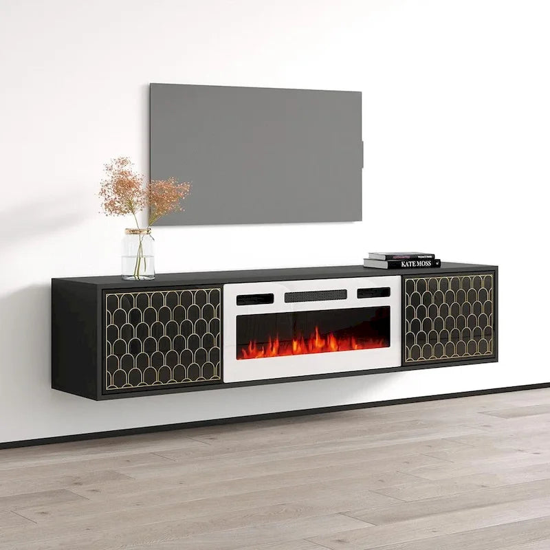 Meuble TV avec cheminée