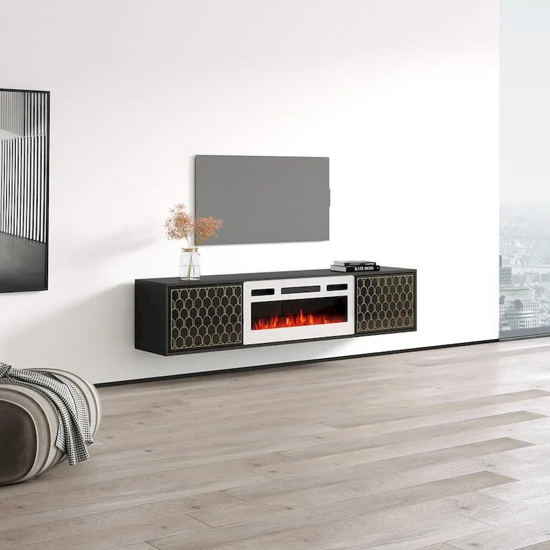 Meuble TV avec cheminée