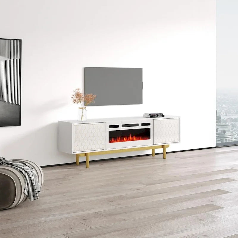 Meuble TV avec cheminée