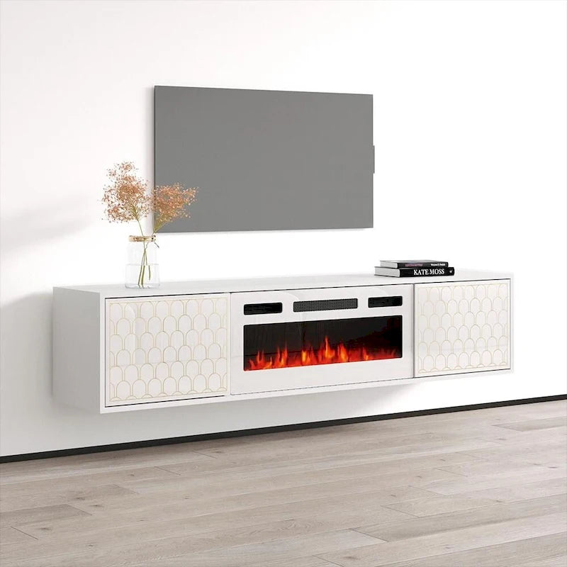 Meuble TV avec cheminée