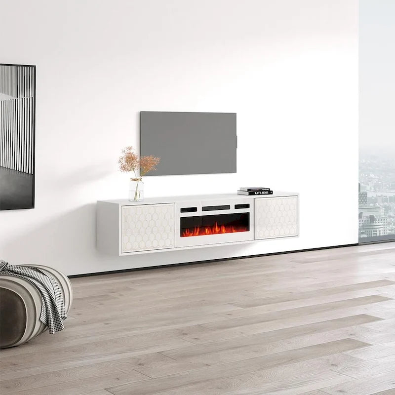 Meuble TV avec cheminée