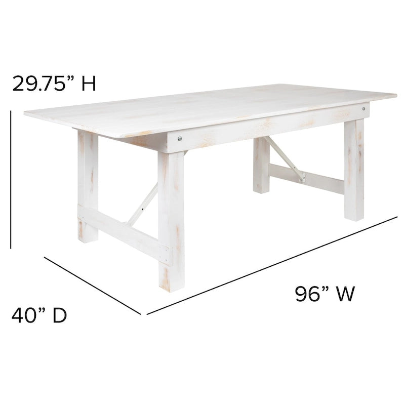 Table de ferme pliante en pin massif avec 6 bancs