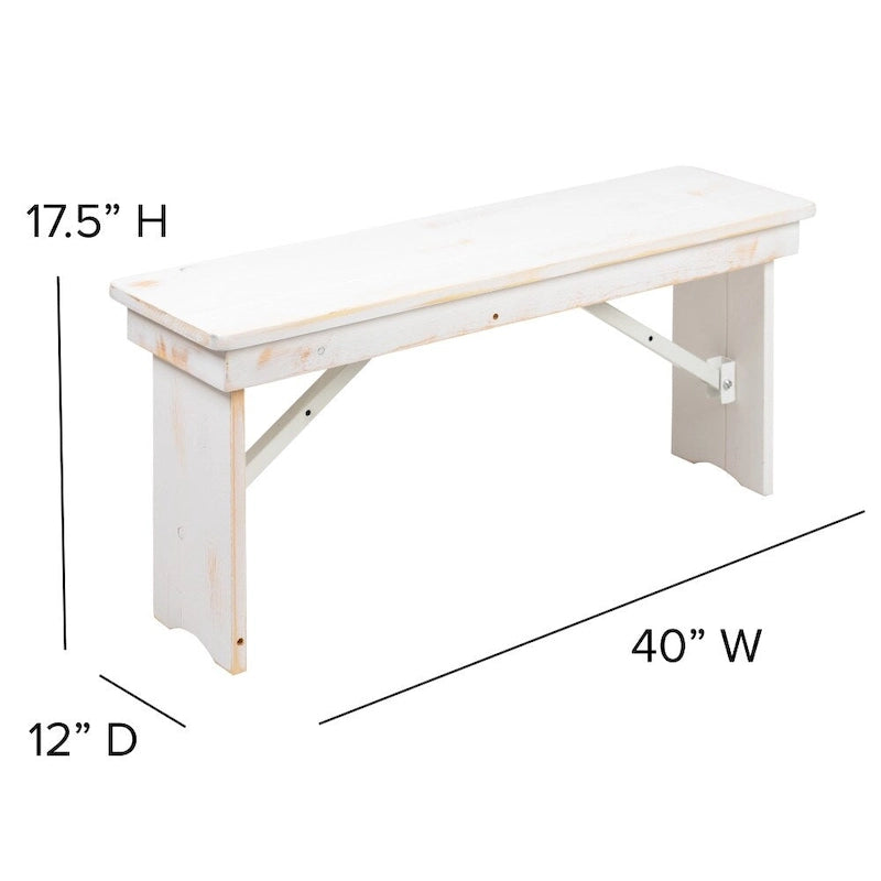 Table de ferme pliante en pin massif avec 6 bancs