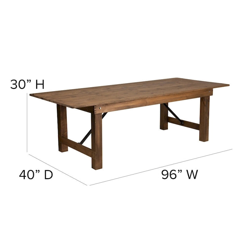 Table de ferme pliante en pin massif avec 6 bancs