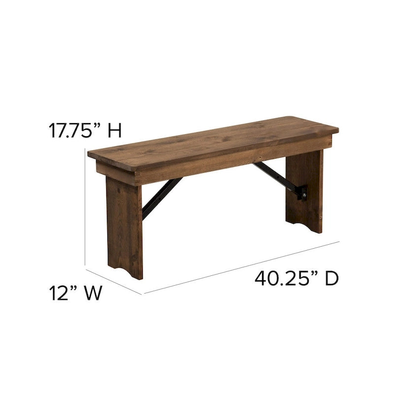 Table de ferme pliante en pin massif avec 6 bancs