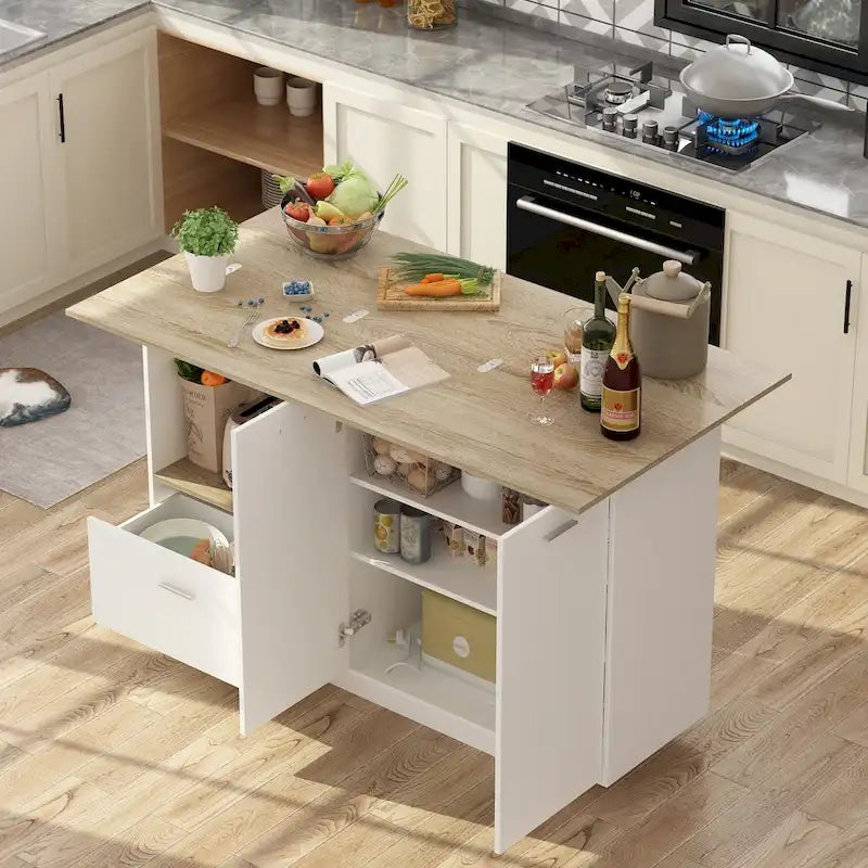 Armoire de rangement latérale pour îlot de cuisine Table extensible Meuble de bar
