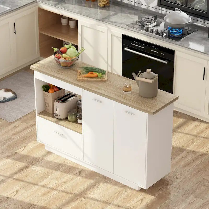 Armoire de rangement latérale pour îlot de cuisine Table extensible Meuble de bar