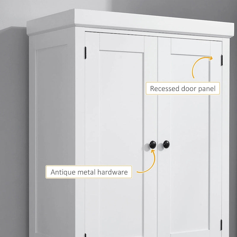 72 Armoire de cuisine autoportante, Armoire de rangement haute avec 2 placards, tiroir et étagères réglables