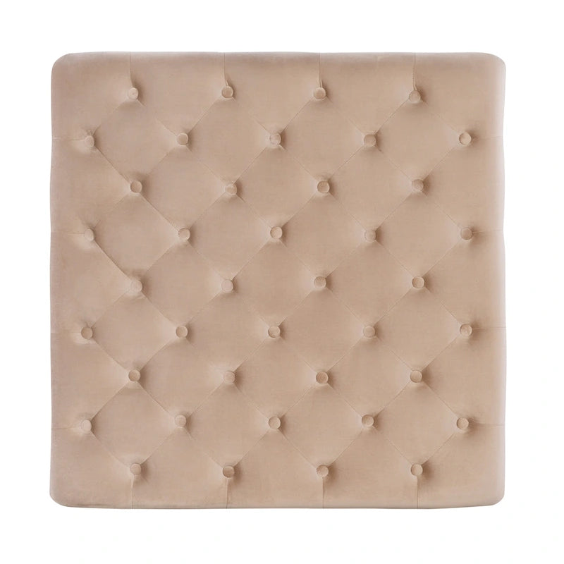Ottoman carré touffeté en velours Abigal Tan