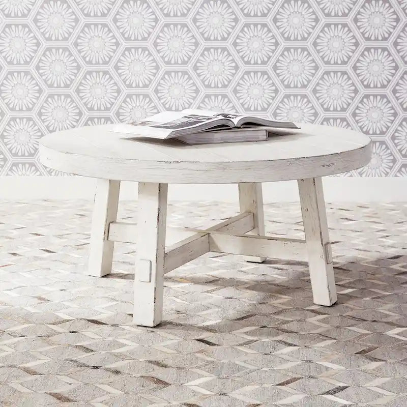 Ensemble 3 pièces de style ferme moderne, blanc vieilli, marché aux puces