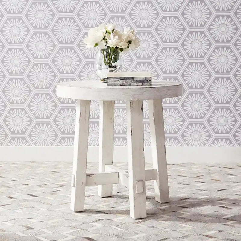 Ensemble 3 pièces de style ferme moderne, blanc vieilli, marché aux puces
