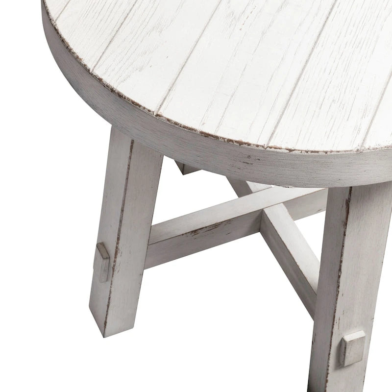 Ensemble 3 pièces de style ferme moderne, blanc vieilli, marché aux puces