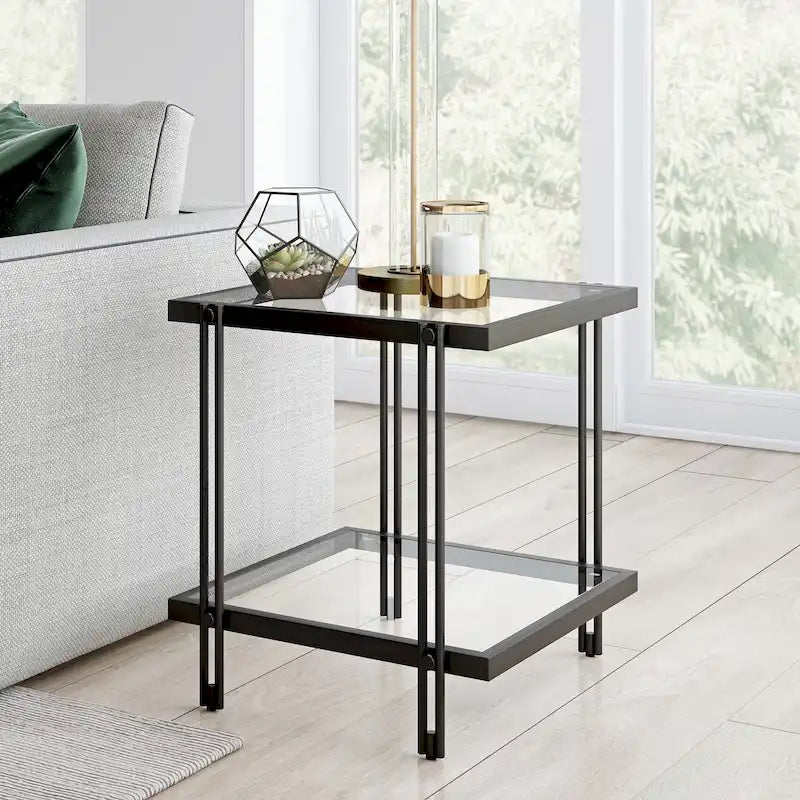 Table d'appoint moderne en métal et verre