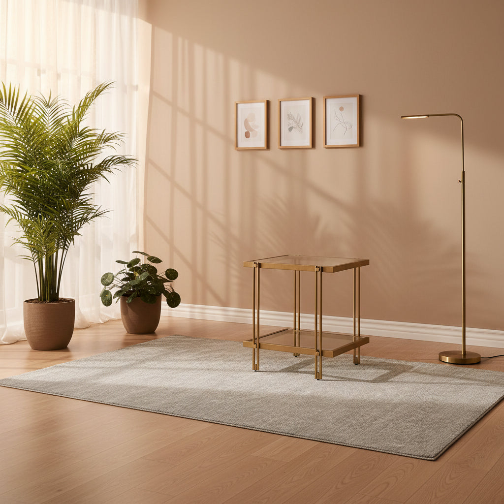 Table d'appoint moderne en métal et verre