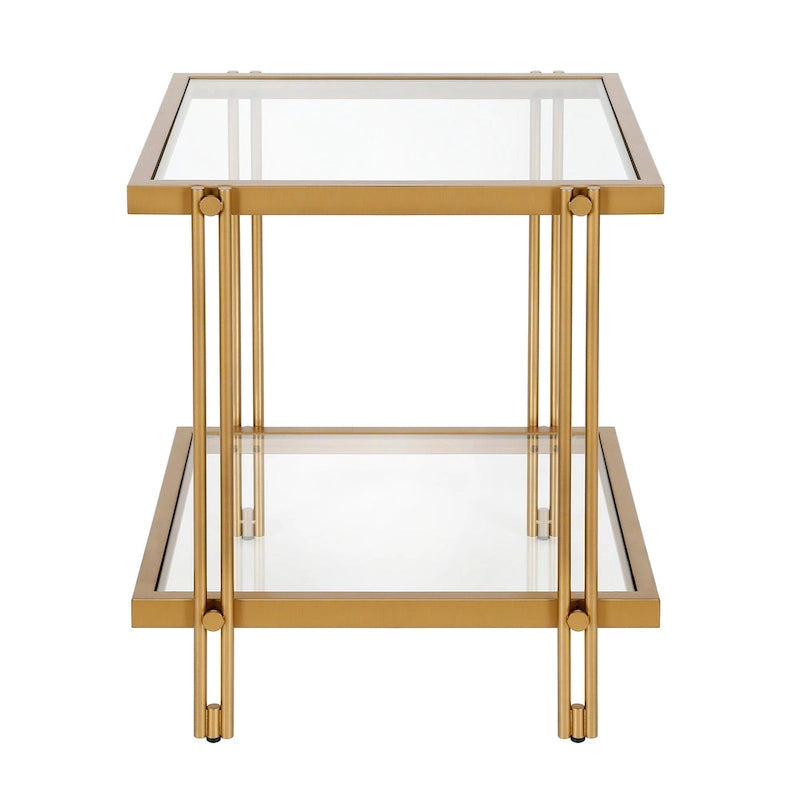 Table d'appoint moderne en métal et verre