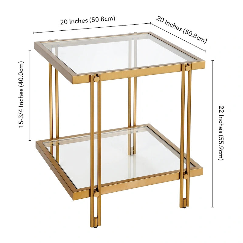 Table d'appoint moderne en métal et verre