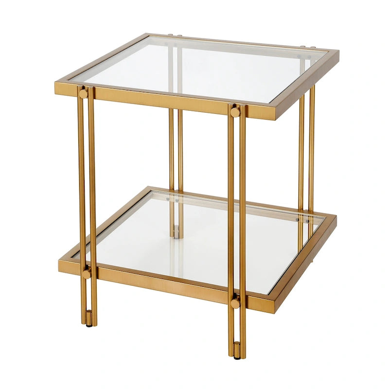 Table d'appoint moderne en métal et verre