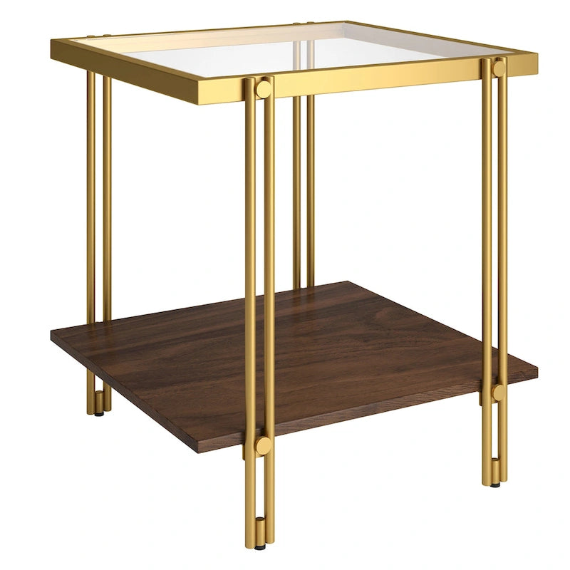 Table d'appoint moderne en métal et verre