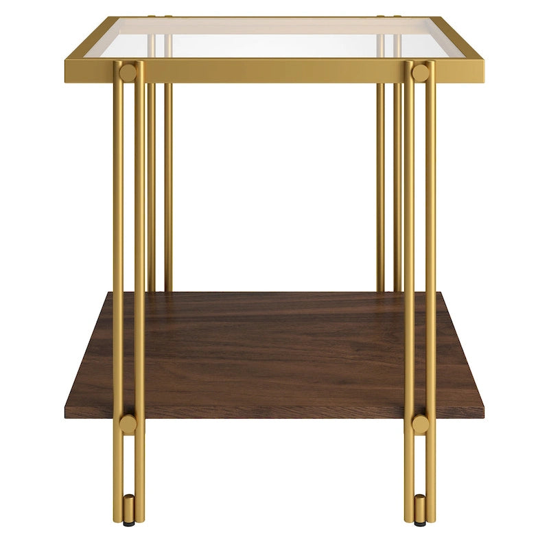 Table d'appoint moderne en métal et verre