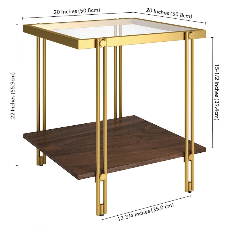 Table d'appoint moderne en métal et verre