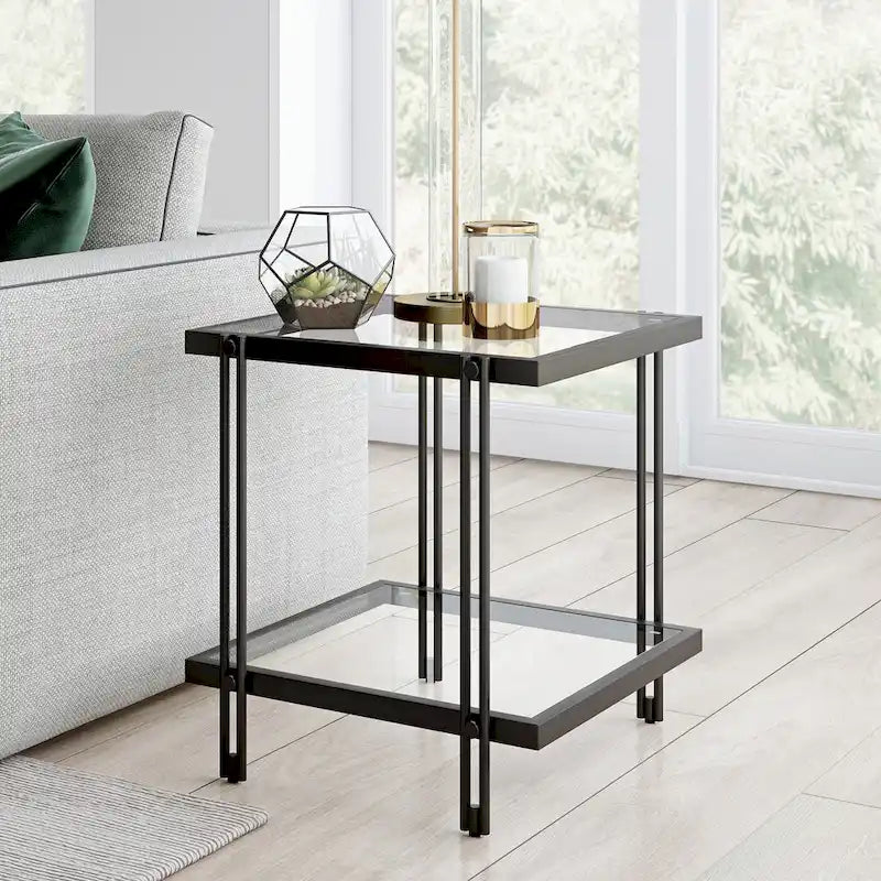 Table d'appoint moderne en métal et verre