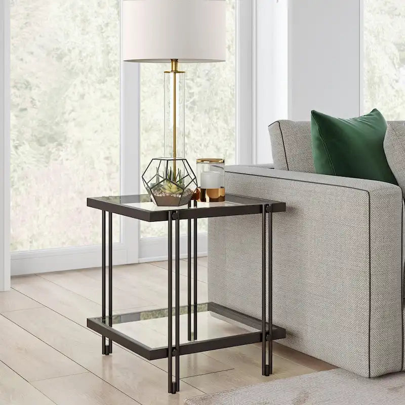 Table d'appoint moderne en métal et verre
