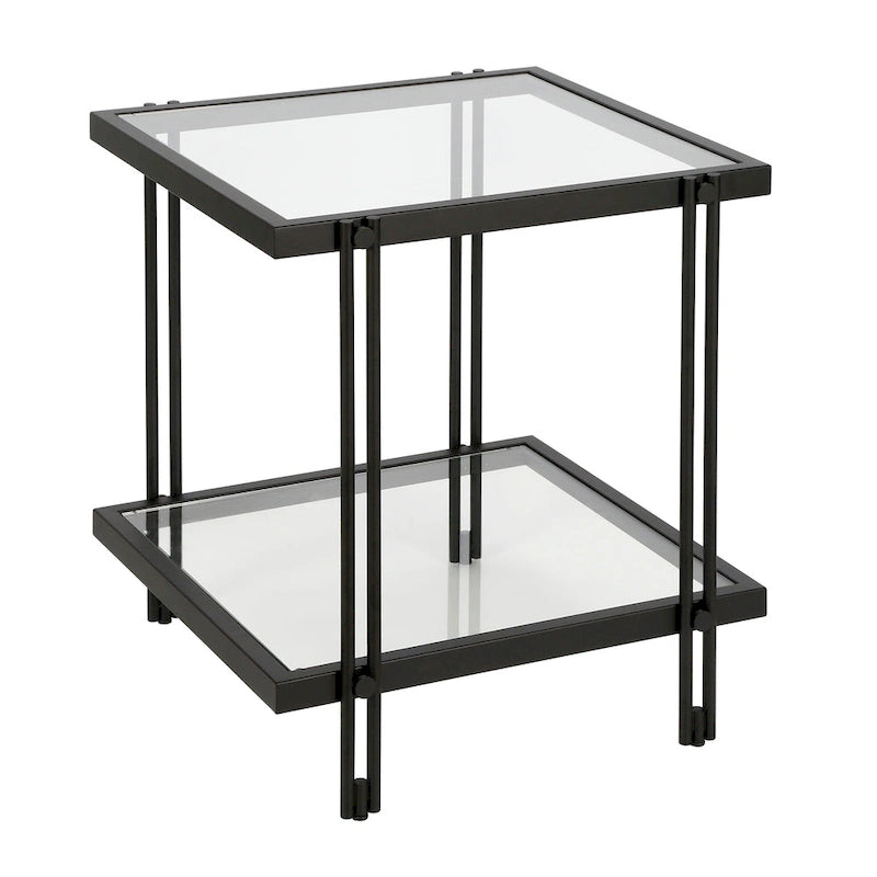 Table d'appoint moderne en métal et verre