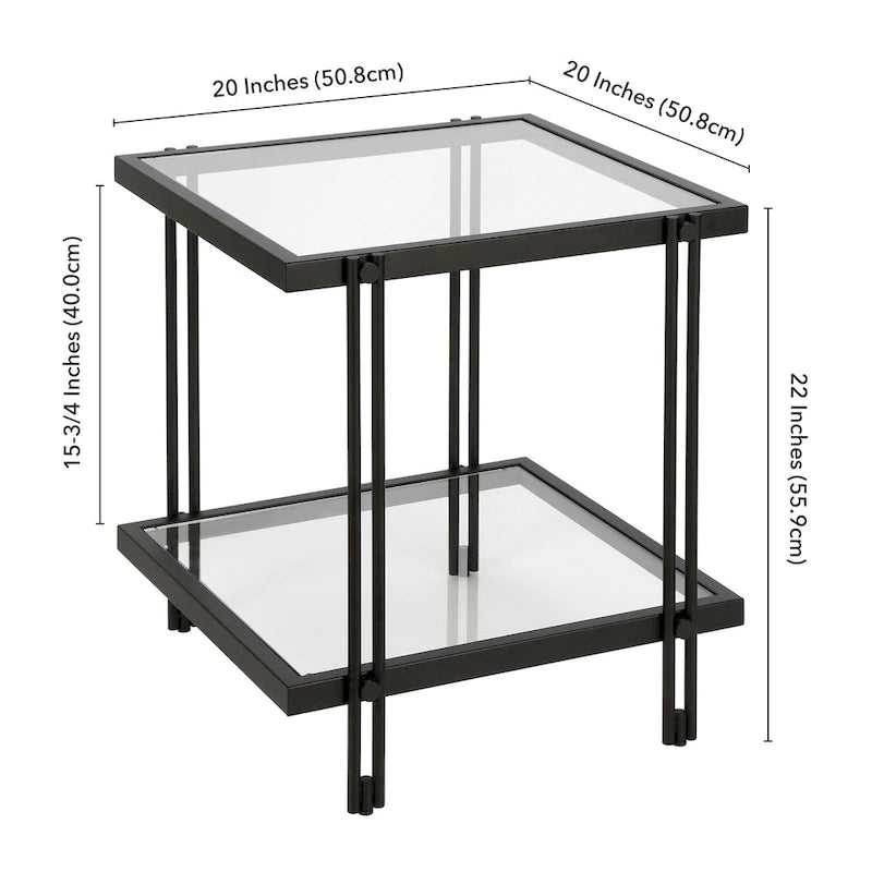 Table d'appoint moderne en métal et verre