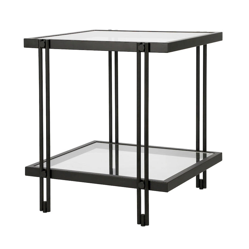 Table d'appoint moderne en métal et verre