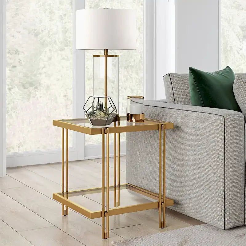 Table d'appoint moderne en métal et verre