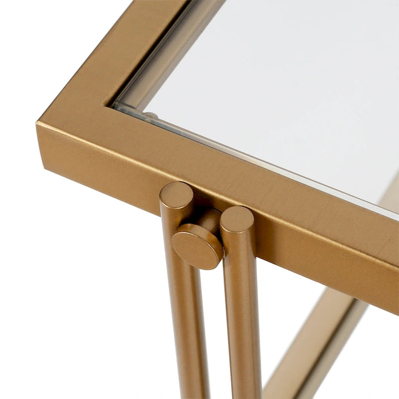 Table d'appoint moderne en métal et verre