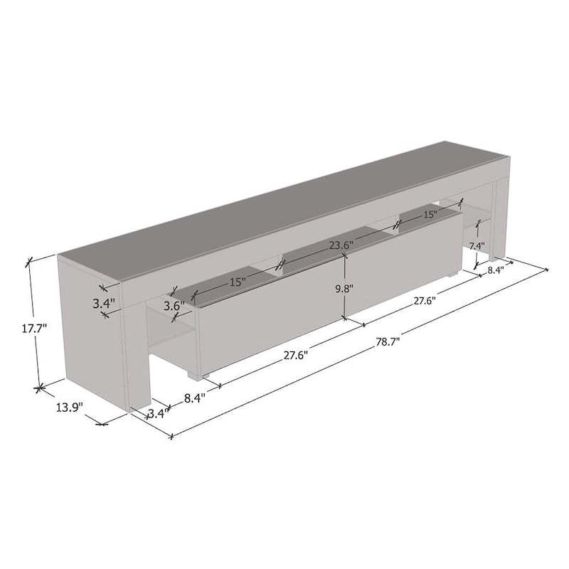 Meuble TV moderne de 200 cm (79 pouces) avec LED 16 couleurs