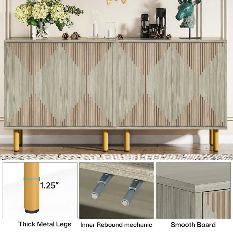 Grand meuble de rangement blanc moderne, meuble bas autoportant