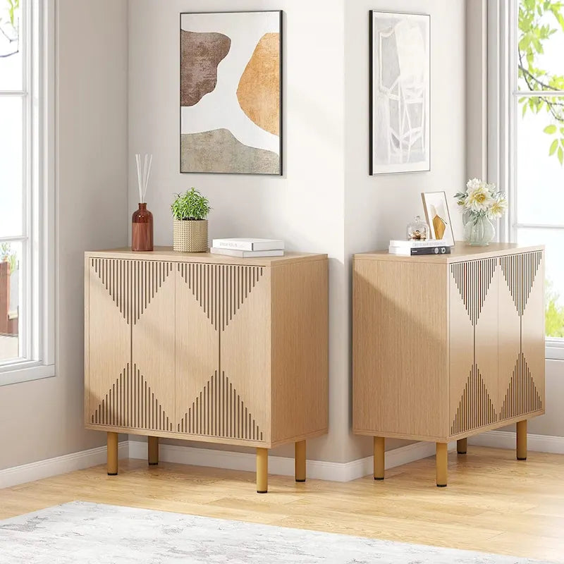 Grand meuble de rangement blanc moderne, meuble bas autoportant